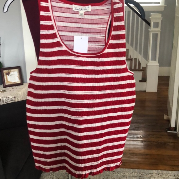 Cloud Chaser Tops - NWT CLOUD CHASER WHITE AND RED STRIPED TANK TOP